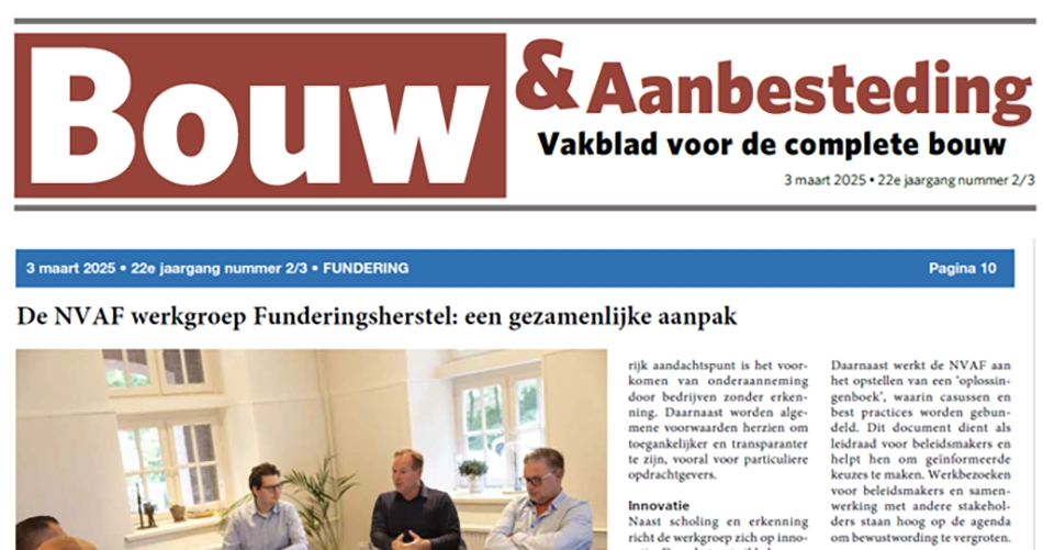 Thema Funderingen in het blad Bouw en Aanbesteding. SOMA legt uit dat goed opgeleide vakmensen van belang zijn.