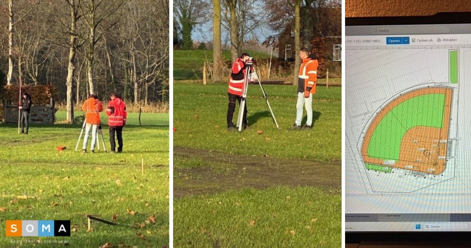 medewerkers van Finovi oefenen in de praktijk tijdens de cursus Meten en Uitzetten van SOMA Bedrijfsopleidingen